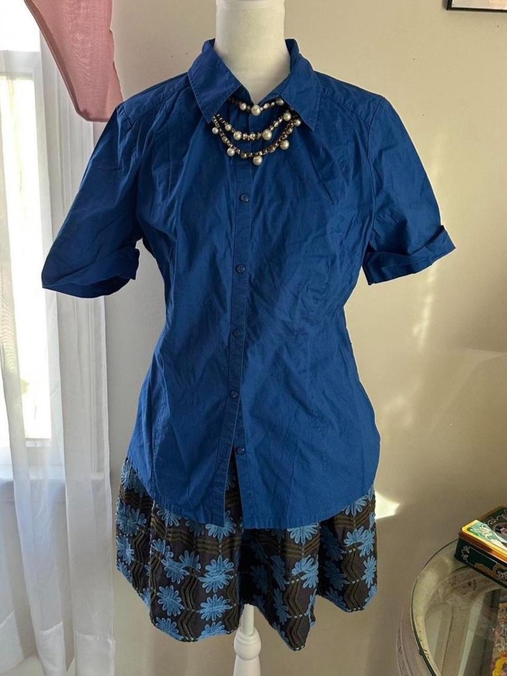 St. John's Bay Royal Blue Button-Up Shirt blouse